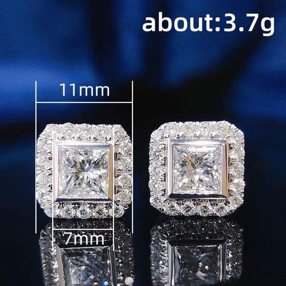 💥 Princess Cut CZ Dazzling Imitate Zircon Earring for Women, HA4544 - Picture 6 of 6